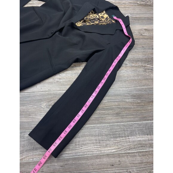 Lauren Ralph Lauren Black Classic Blazer Womens 2X Leopard Lining Career Office - Picture 9 of 12